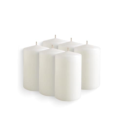 6 Pack 2.5x4 Inch Ivory Pillar Candles, Emergency Tall Wax Unscented Candles