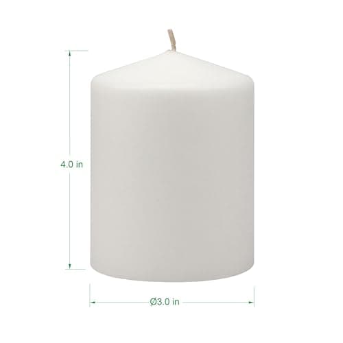 3-Pack Tall White Wax Pillar Candles for 35 Hours - 3 x 4 Inch