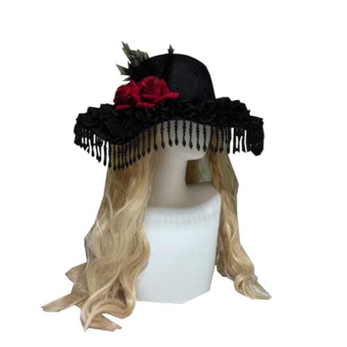 COSDREAMER Black & White Gothic Steampunk Top Hat for Party