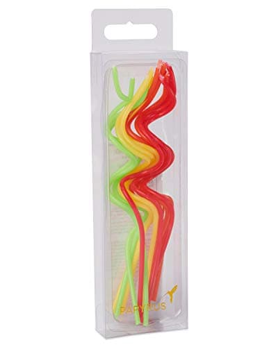 Papyrus Birthday Candles: Green, Yellow, Orange & Red Swirl (12-Count)