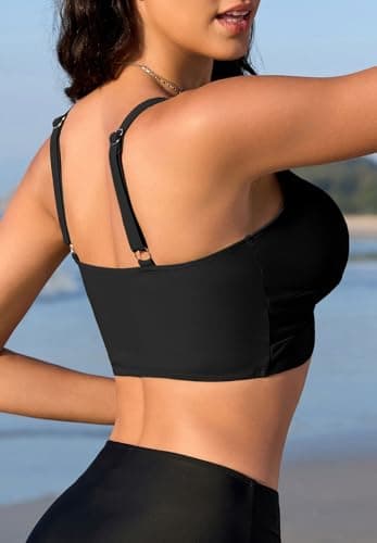 Zando Women's V-Neck Criss Cross Full Coverage Bathing Suit