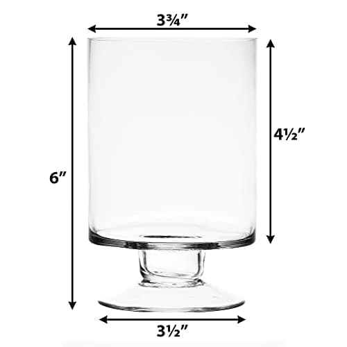 CYS EXCEL Glass Hurricane Pillar Candle Holders (2 PCS) | Short Stem Vases