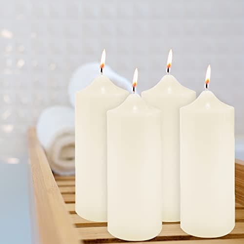 Super Z Smokeless Pillar Candles for Weddings and Home Decoration (12, Ivory)