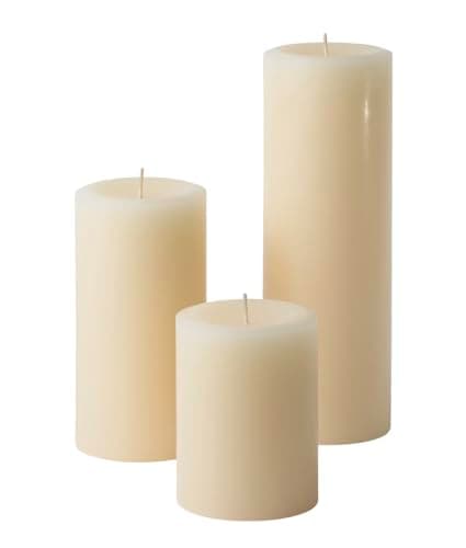 Mister Candle Dripless Assorted Pillar Candles for Wedding & Home Decor (Ivory)