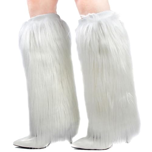 ECOSCO Soft Cozy Fuzzy Faux Fur Leg Warmers Boots Cuffs 15 Inches