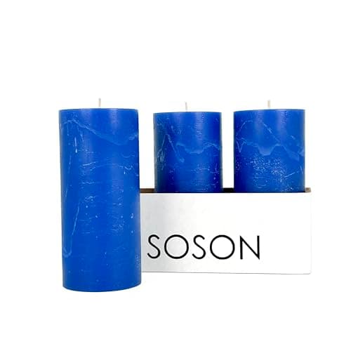 Simply Soson Unscented White Pillar Candles, Set of 3, Rustic Texture, Dripless, Ideal for Weddings, Parties, Home Decor