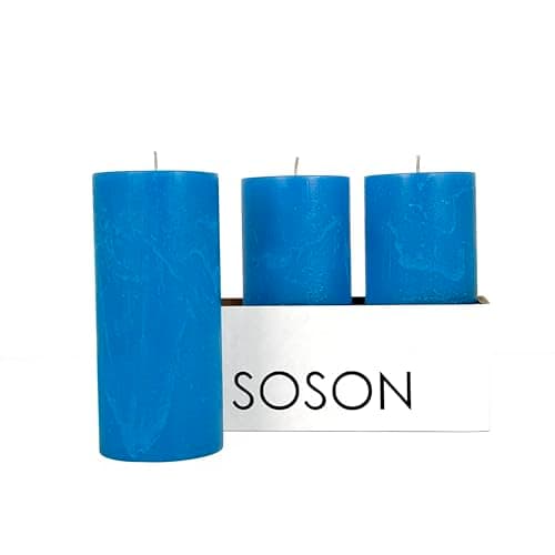 Simply Soson Unscented White Pillar Candles, Set of 3, Rustic Texture, Dripless, Ideal for Weddings, Parties, Home Decor