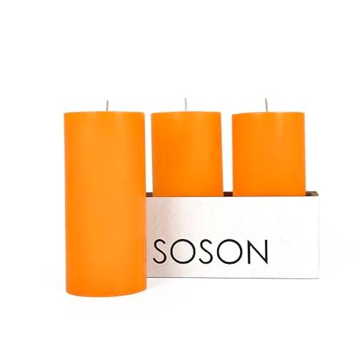 Simply Soson 3-Pack 3x6 Inch Unscented White Pillar Candles, Dripless, Perfect for Weddings, Parties & Home Decor