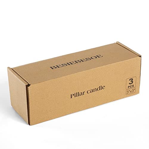Handpoured 3×3 White Pillar Candles Set of 3 Smokeless Home Decor