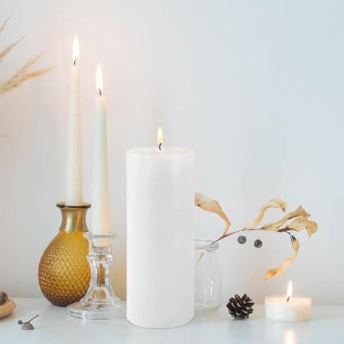 2 Pack 3x8 Soy Pillar Candles, Unscented & Smokeless