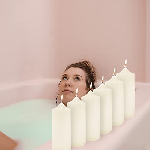 Super Z Smokeless Pillar Candles for Weddings and Home Decoration (12, Ivory)