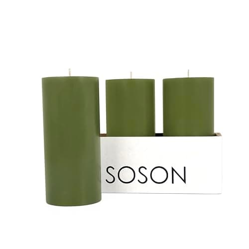 Simply Soson 3-Pack 3x6 Inch Unscented White Pillar Candles, Dripless, Perfect for Weddings, Parties & Home Decor