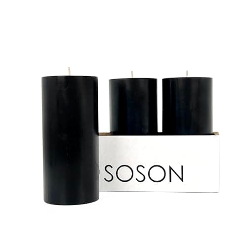 Simply Soson 3-Pack 3x6 Inch Unscented White Pillar Candles, Dripless, Perfect for Weddings, Parties & Home Decor