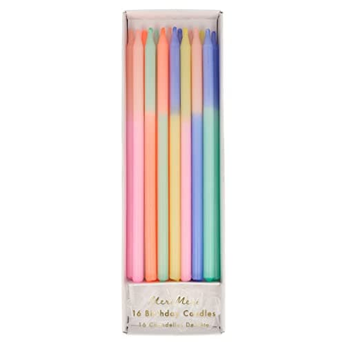 Meri Meri Happy Birthday Candles Pack of 16, 2 Sizes, Unscented