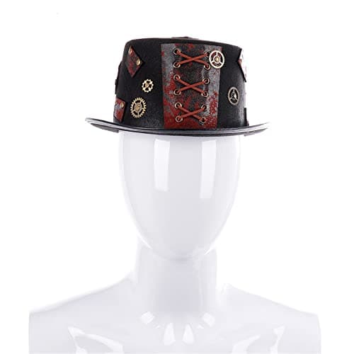 YANIYA BlackSteampunk Top Hat Gothic Hat for Halloween
