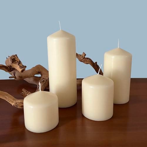Stonebriar 6 Pack Ivory Unscented Tall Pillar Candles - 3x6 Inch, 65 Hour Burn