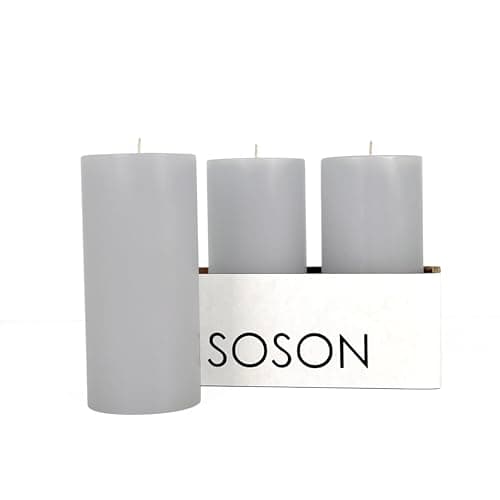 Simply Soson 3-Pack 3x6 Inch Unscented White Pillar Candles, Dripless, Perfect for Weddings, Parties & Home Decor