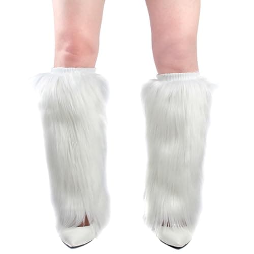 ECOSCO Soft Cozy Fuzzy Faux Fur Leg Warmers Boots Cuffs 15 Inches