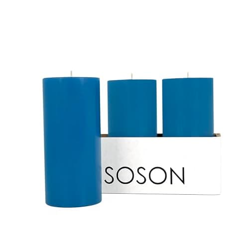 Simply Soson 3-Pack 3x6 Inch Unscented White Pillar Candles, Dripless, Perfect for Weddings, Parties & Home Decor