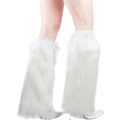 ECOSCO Soft Cozy Fuzzy Faux Fur Leg Warmers Boots Cuffs 15 Inches