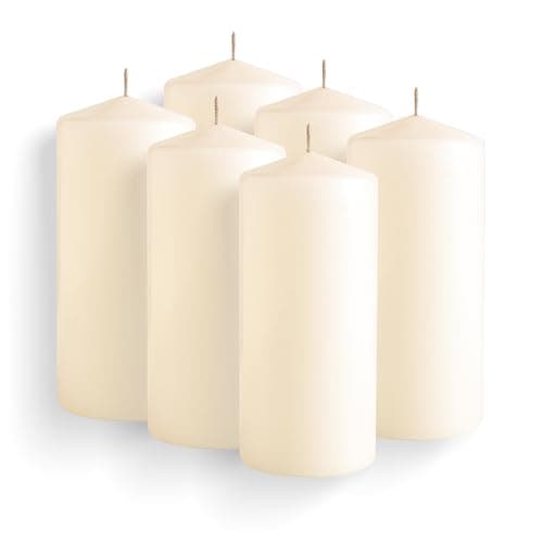 Simply Soson 6-Piece 3x4 Inch Ivory Tall Emergency Unscented Cone Tip Pillar Candles