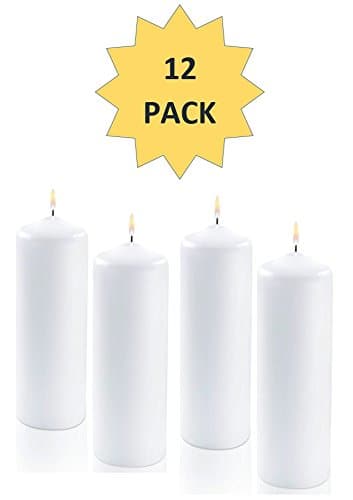 White Pillar Candles Pack of 12, 3x3 Inch, 50-Hour Burn – Dripless & Smokeless