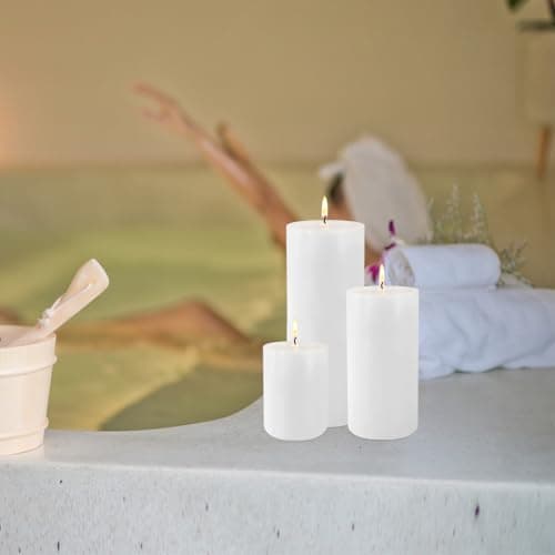 3 Pack White Pillar Candles for Power Outages & Emergency