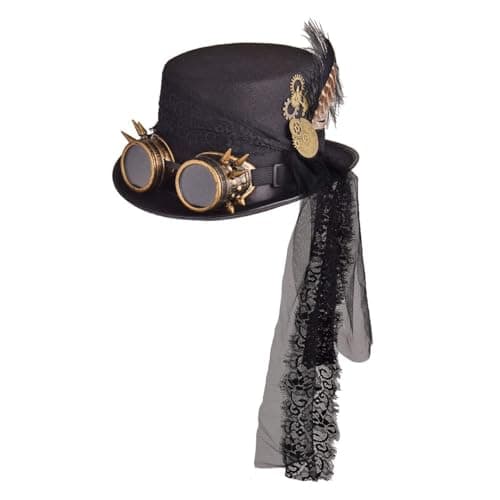 GRACEART Steampunk Top Hats with Goggles for All