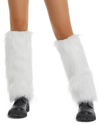 Aiphamy Women's Fluffy Faux Fur Leg Warmers for Winter