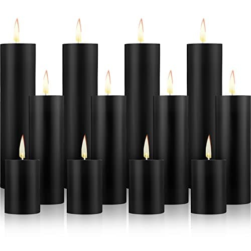Lounsweer 12-Piece Unscented Pillar Candles for Wedding, Holiday, and Home Decor