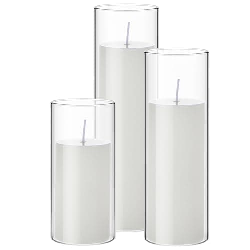 Shihanee Clear Pillar Candles & Glass Holders for Wedding Centerpieces