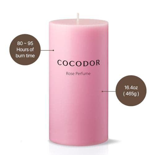 COCODOR White Jasmine Scented Pillar Candles, Set of 3, 85 Hours Burn Time