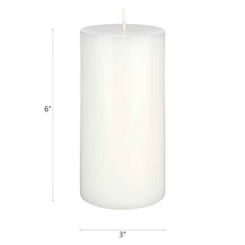 Premium Hand Poured Unscented White Pillar Candle, 3in x 6in, Home Décor