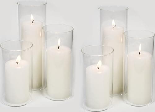 Wedding Pillar Candles and Glass Cylinder Vases Set