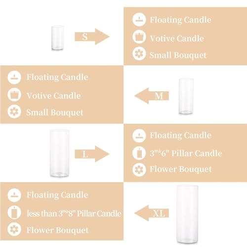 Glasseam Clear Glass Cylinder Vases for Home Decor, 6"+7.8"+10" Centerpieces