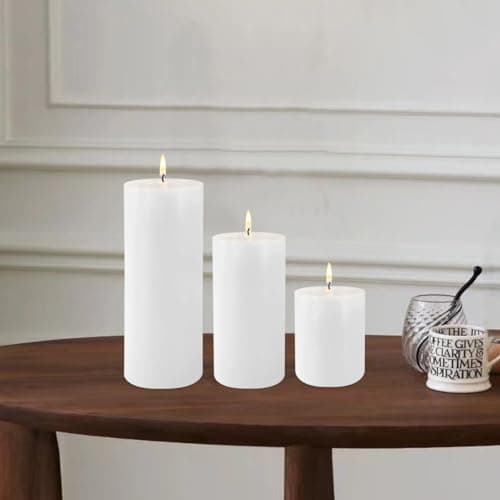3 Pack White Pillar Candles for Power Outages & Emergency