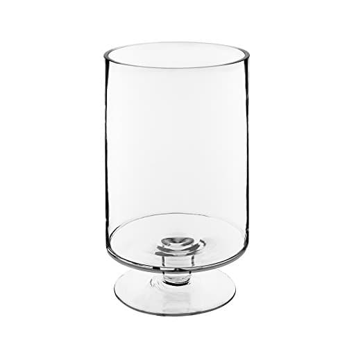 CYS EXCEL Glass Hurricane Candle Holder | Multiple Size Stemmed Centerpieces