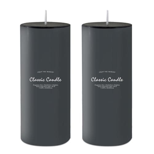2 Pack 3x8 Soy Pillar Candles, Unscented & Smokeless