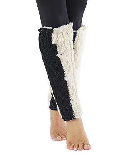Hand-Knit Tibetan Wool Leg Warmers with Fleece Lining