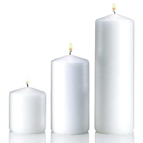 Parnoo Ivory Pillar Candles Set of 3 - Dripless Unscented Decorative Candles