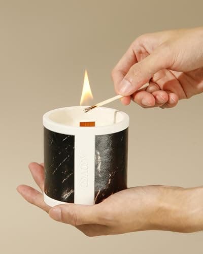 AOOVOO Sandalwood Oud Aromatherapy Candle, 10 oz Concrete Jar Gift for Him & Her