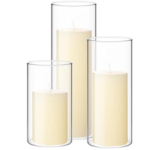 Shihanee Clear Pillar Candles & Glass Holders for Wedding Centerpieces