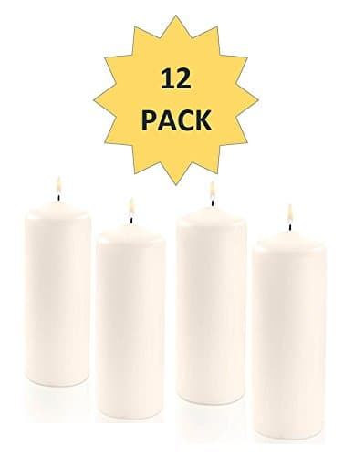 White Pillar Candles Pack of 12, 3x3 Inch, 50-Hour Burn – Dripless & Smokeless