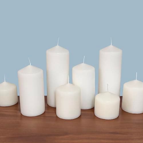 3-Pack Tall White Wax Pillar Candles for 35 Hours - 3 x 4 Inch