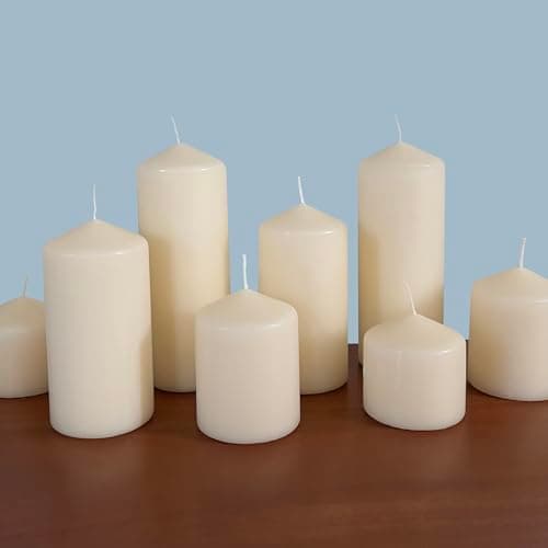 Stonebriar 6 Pack Ivory Unscented Tall Pillar Candles - 3x6 Inch, 65 Hour Burn