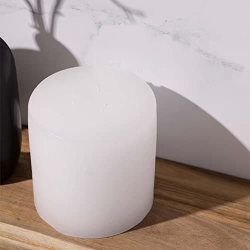 Bask Large Unscented 6-Inch 3-Wick Pillar Candles for Home and Events - White