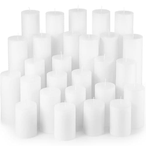 Shihanee 36 Pcs Christmas Pillar Candles – Ivory White