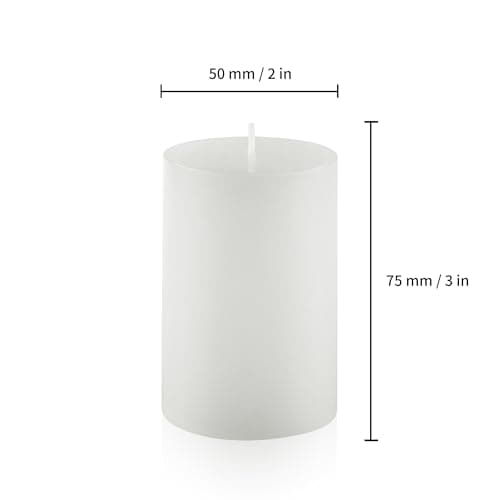Housecret 50 Pack 2 x 3 White Pillar Candles - Hand Poured Gifts for Weddings, Birthdays, and Holidays