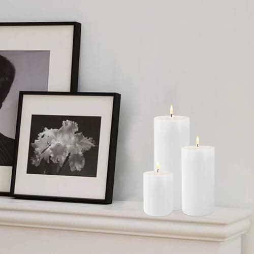 3 Pack White Pillar Candles for Power Outages & Emergency