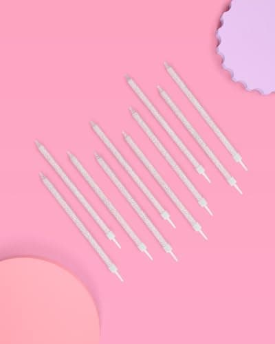 Fetti 10 Iridescent Glitter Party Cake Candles - Bachelorette Birthday Supplies
